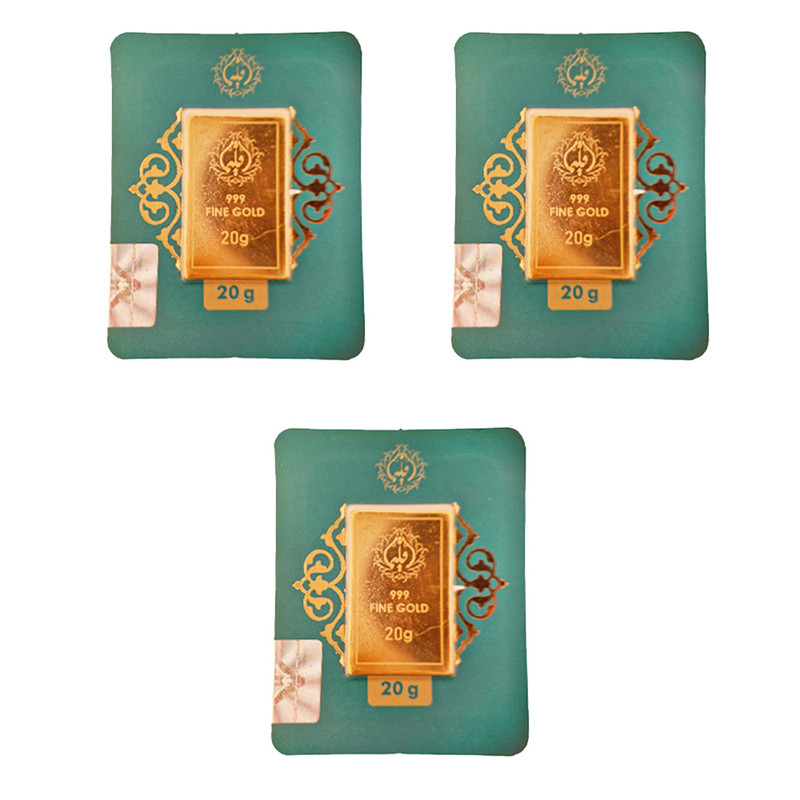 شمش طلا 24 عیار مدوپد مدل اقلیما کد eg20-3 بسته 3 عددی