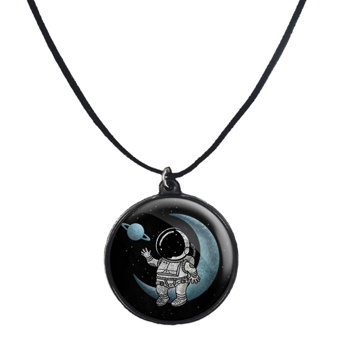 گردنبند پرمانه طرح فضانورد کد pmb.10442 مدل دو طرفه