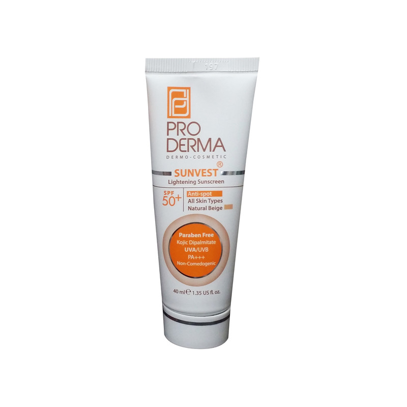 کرم ضد آفتاب رنگی پرودرما مدل SPF50 مناسب انواع پوست حجم 40 میلی لیتر