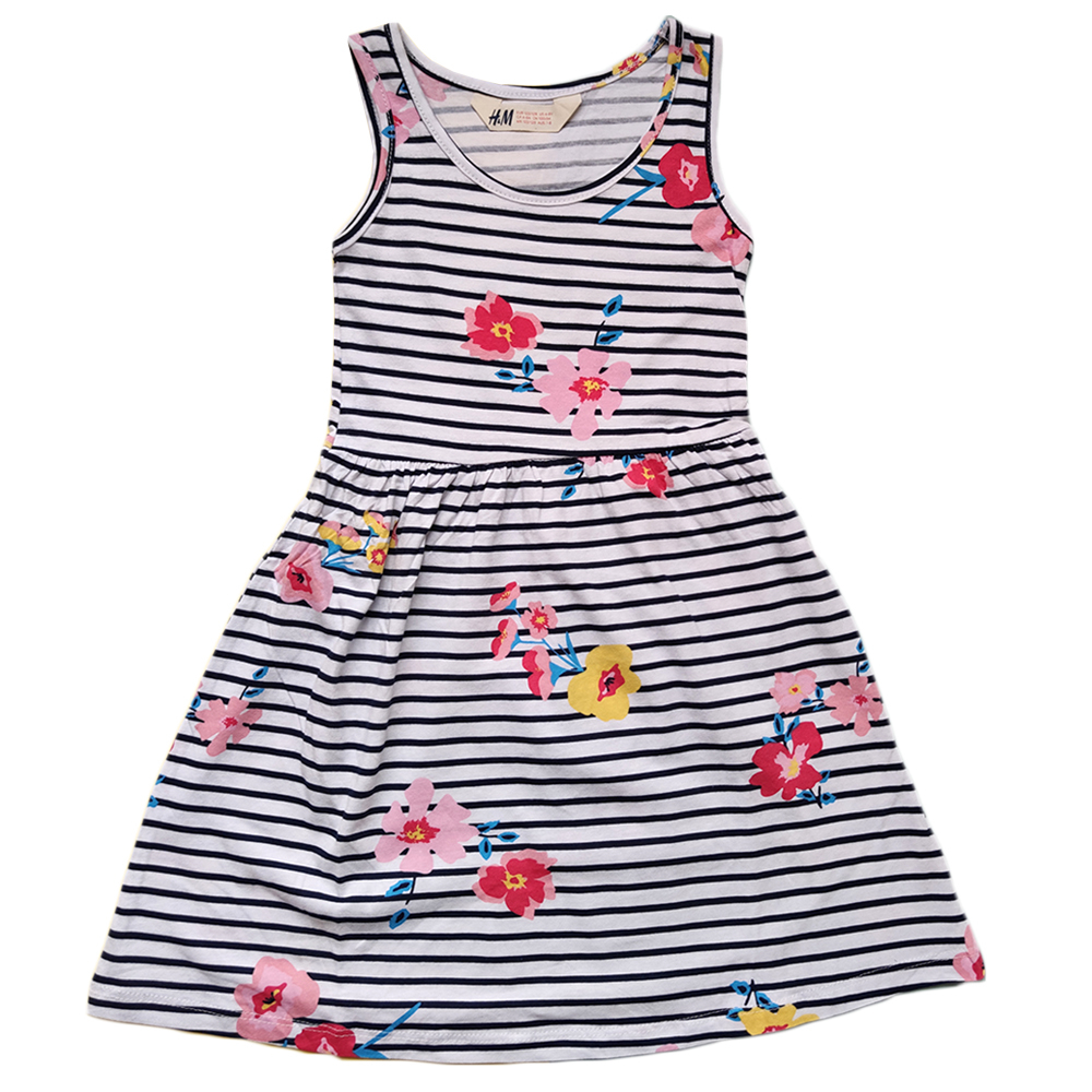 پیراهن دخترانه اچ اند ام طرح گل مدل 07