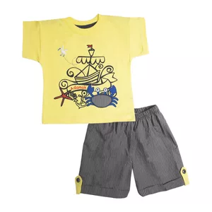 ست تی شرت و شلوارک نوزادی  آدمک مدل خرچنگ کد 16010