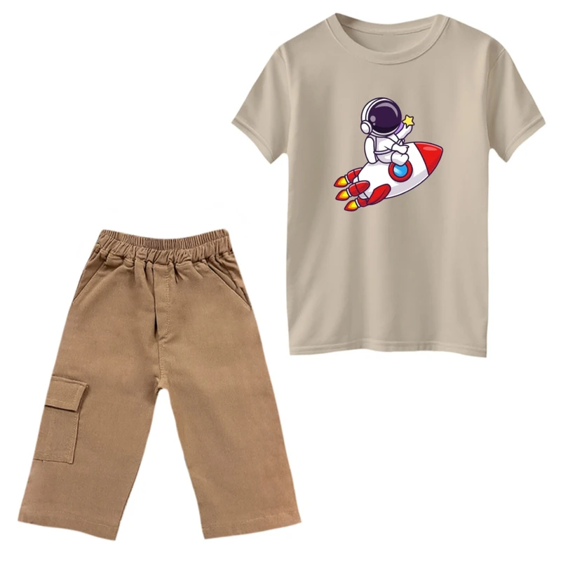 ست تی‌شرت و شلوارک پسرانه مدل فضانورد کد 2