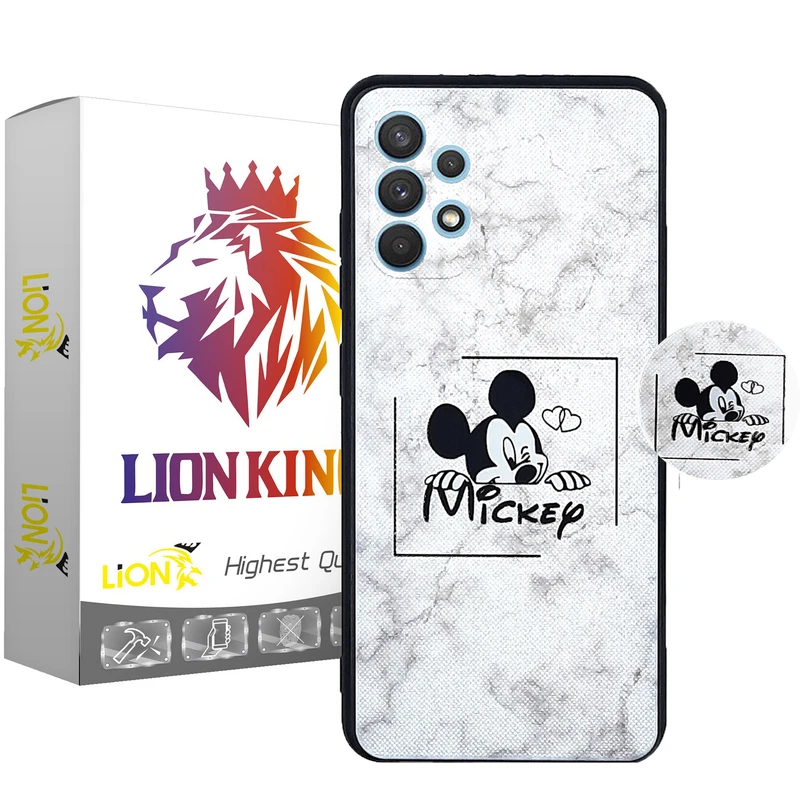  کاور لاین کینگ مدل Mickey2 مناسب برای گوشی موبایل سامسونگ Galaxy A32 4G به همراه پایه نگهدارنده