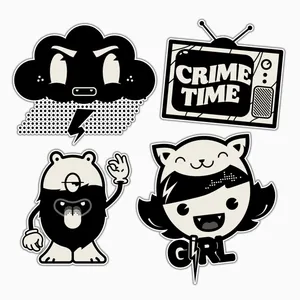 استیکر لپ تاپ و موبایل بووم طرح سایبر پانک مدل Crime Time کد MA104 مجموعه 4 عددی