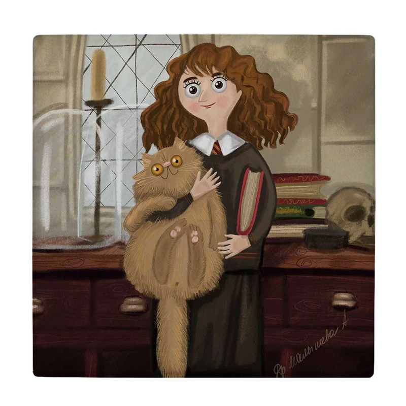  زیر لیوانی  طرح دختر و گربه کد    6421821_5984