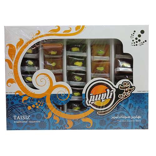 جعبه سوغات ریس دو رنگ با مغز پسته تایسیز - 400 گرم
