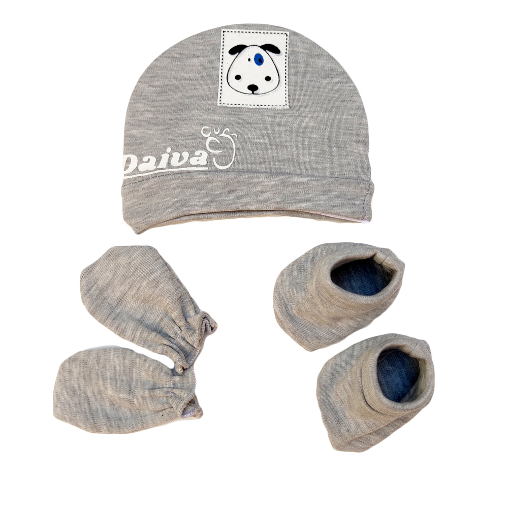 ست 3 تکه نوزادی طرح سگ مدل 002