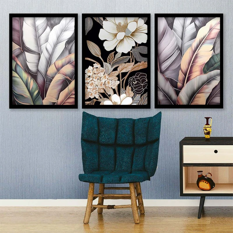 تابلو صبا طرح مدل دکوراتیو انتزاعی کد 180 مجموعه 3 عددی