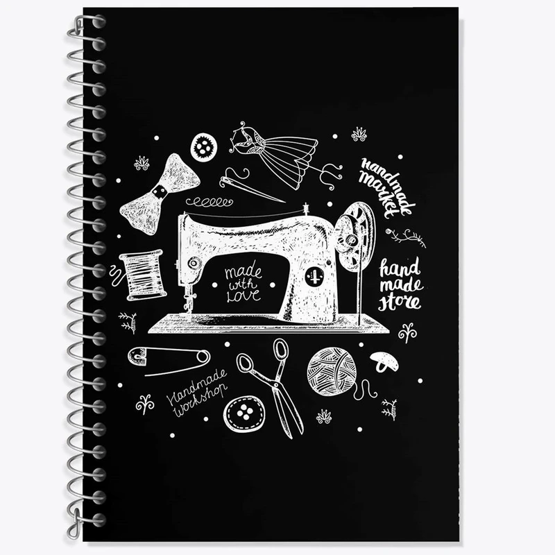 دفتر زبان 50 برگ خندالو مدل دو خط طرح چرخ خیاطی کد 27999