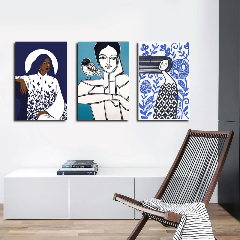 تابلو شاسی بکلیت طرح نقاشی مدرن مدل SH-2342 مجموعه 3 عددی