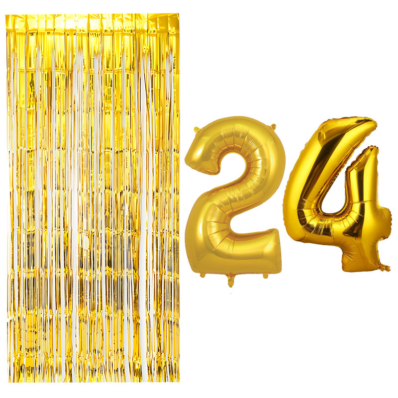 بادکنک فویلی مسترتم طرح عدد 24 به همراه پرده تزئینی بسته 3 عددی