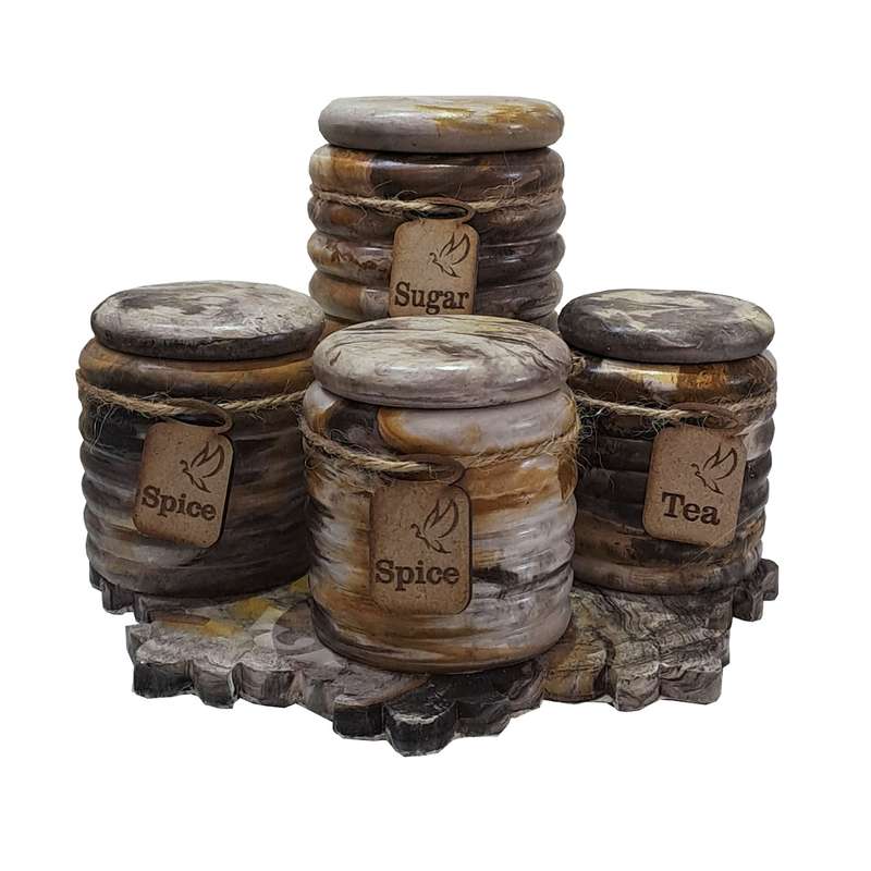 بانکه مدل حلقه ای کد 1005 مجموعه 4 عددی به همراه سینی