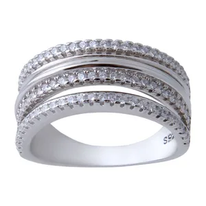 انگشتر نقره زنانه بازرگانی میلادی مدل فول نگین برلیان اتمی بدون ریزش آبکاری رادیوم کد AWR_400