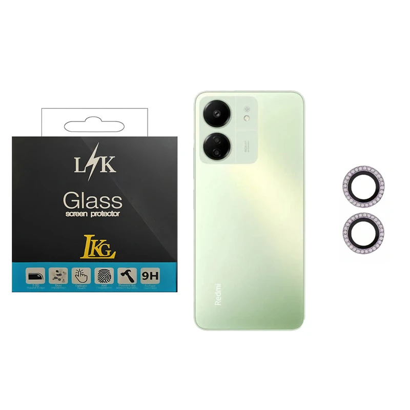 محافظ لنز دوربین ال کا جی مدل نگین دار مناسب برای گوشی موبایل شیائومی Redmi 13C 