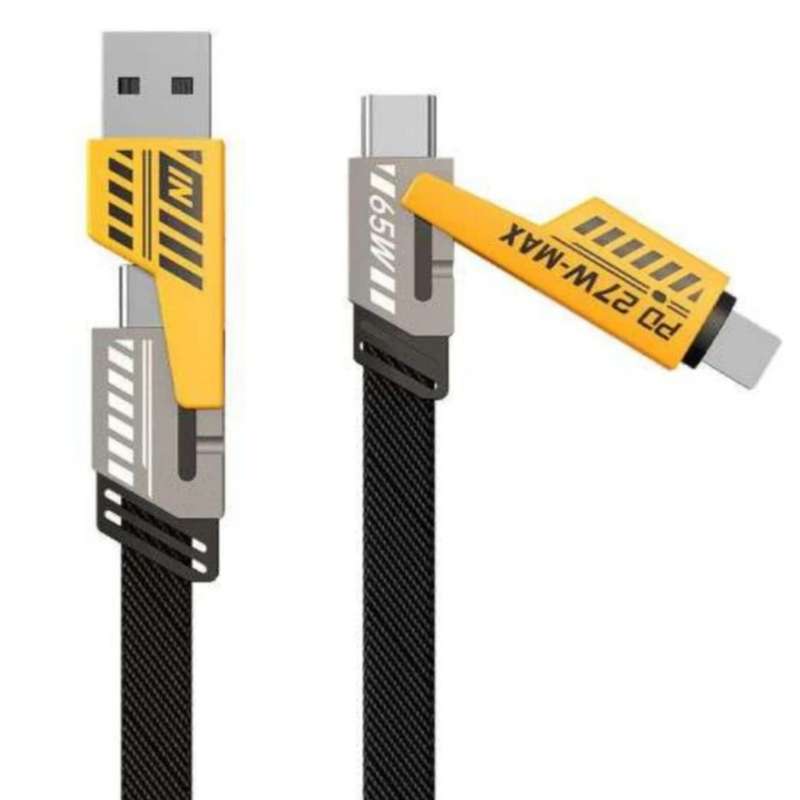 کابل تبدیل USB/USB-C به لایتنینگ/USB-C پاور فول مدل 4in1 طول 1.2 متر کابل تبدیل USB/USB-C به لایتنینگ/USB-C پاور فول مدل 4in1 طول 1.2 متر