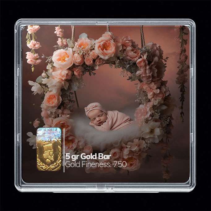 شمش طلا 18 عیار مدوپد مدل نوزاد کد SG10251 شمش طلا 18 عیار مدوپد مدل نوزاد کد SG10251