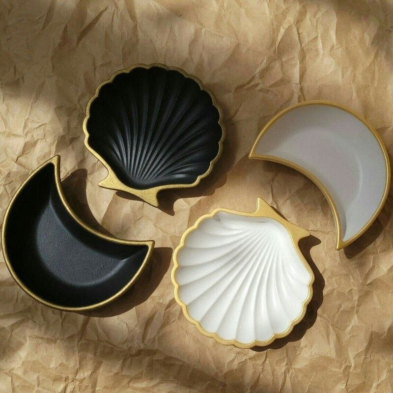 ست 6 تکه هفت سین سفالی مدل صدف تخت لبه