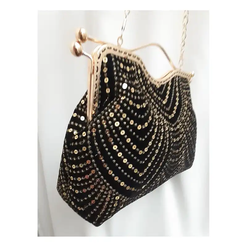 کیف دستی مدل مجلسی مخمل پولک دوزی