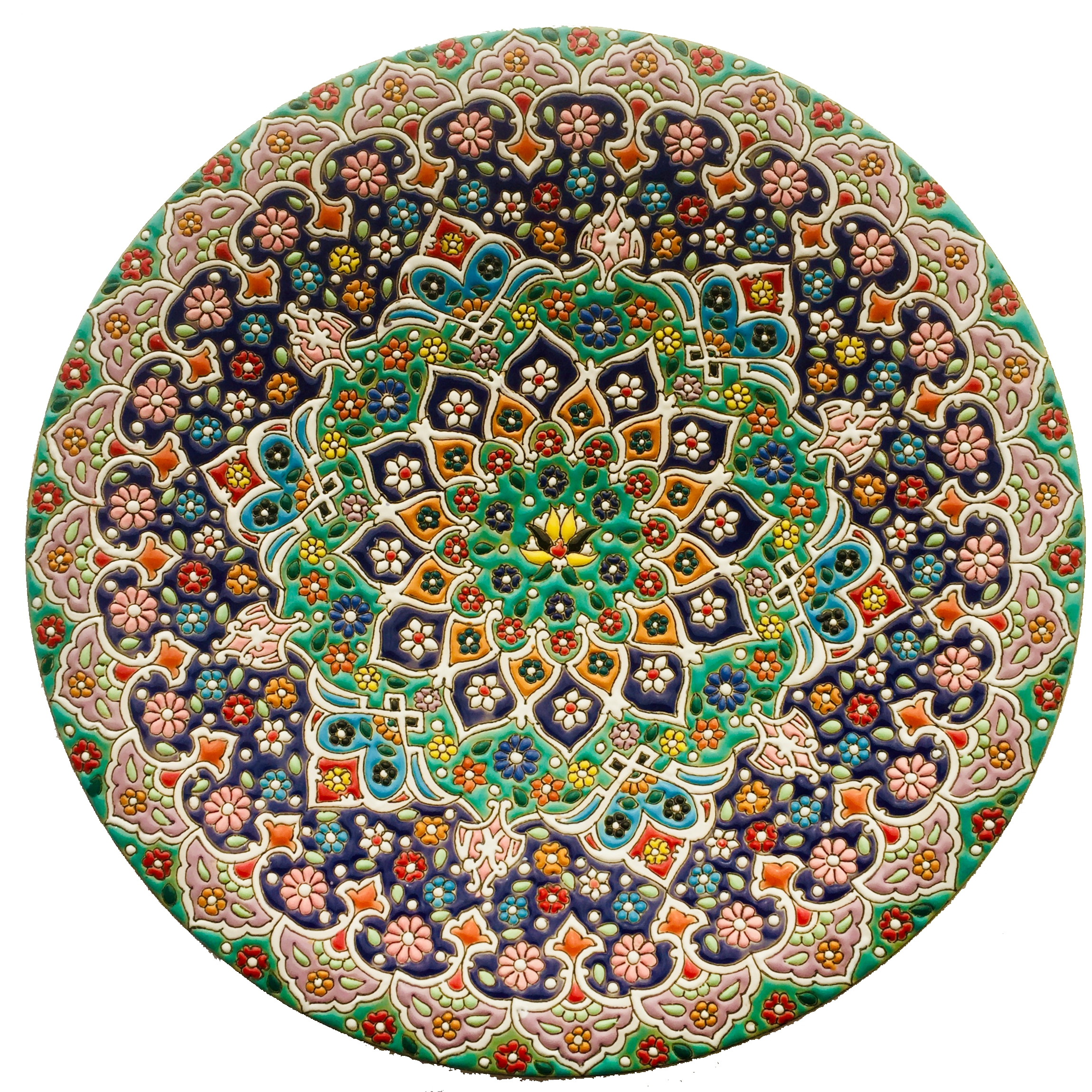 بشقاب میناکاری سفالی زمانیان کد ZMN30007