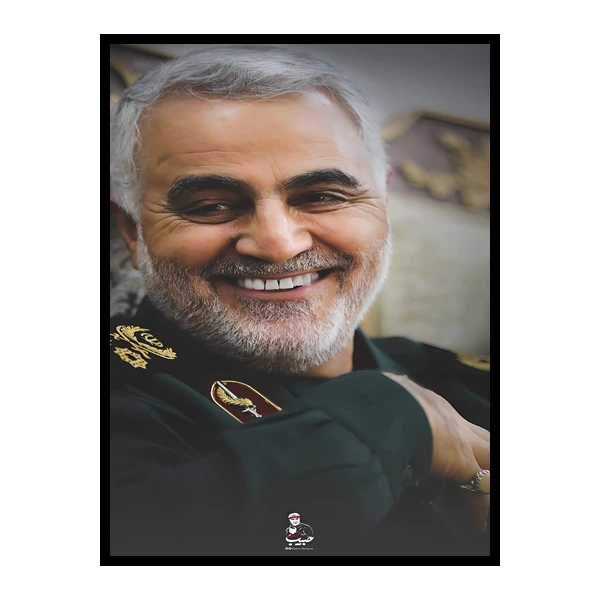 تابلو نوری بکلیت طرح شهید سردار قاسم سلیمانی مدل B-bu7107 فریم مشکی