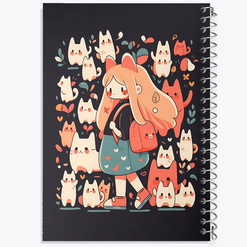 دفتر مشق 100 برگ خندالو طرح دخترانه و گربه کد N4425