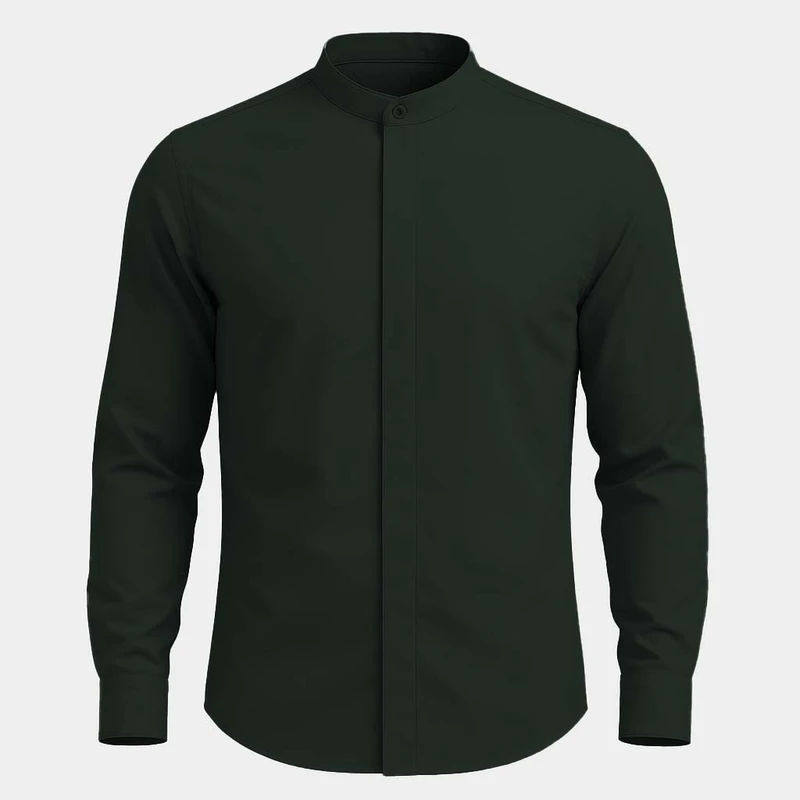 پیراهن آستین بلند یقه ایستاده مردانه ابراف مدل قاپک مخفی الوند کد LAG