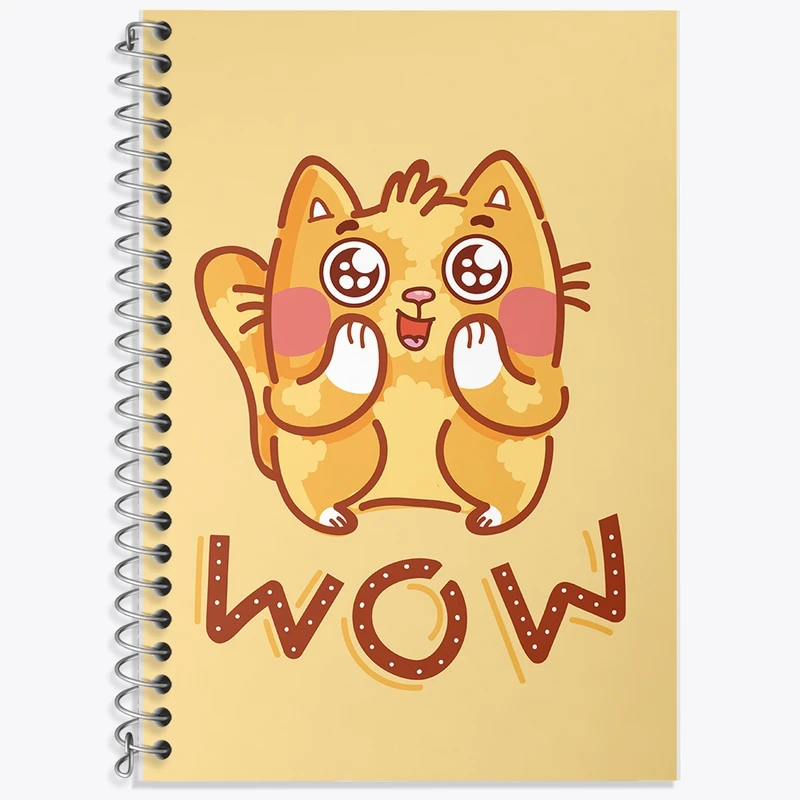 دفتر زبان 50 برگ خندالو مدل دو خط طرح گربه (Cat) کد N784