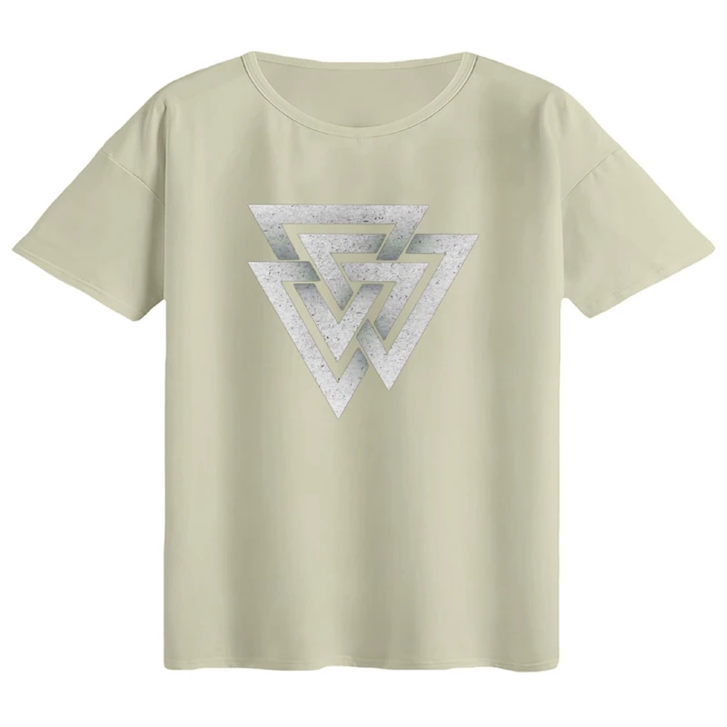 تی‌شرت اورسایز آستین کوتاه زنانه مدل باکسی طرح Triangle کد۲