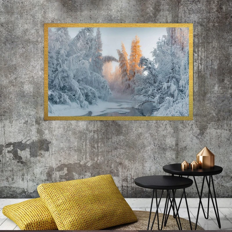 تابلو بکلیت طرح طبیعت و زمستان مدل قاب شاسی T-S7579