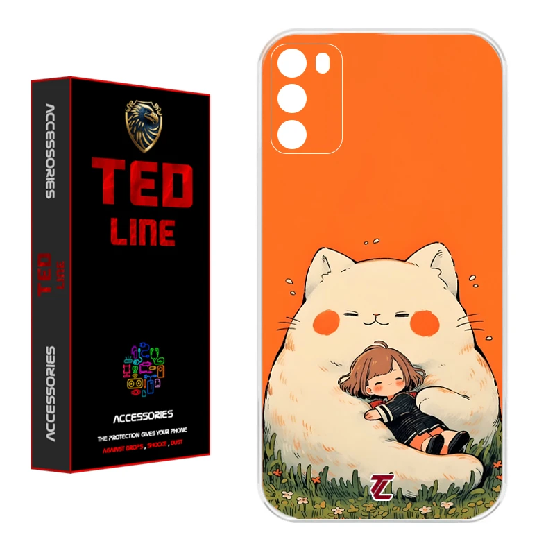 کاور تدلاین طرح گربه نارنجی کد 1138 مناسب برای گوشی موبایل شیائومی Poco M3