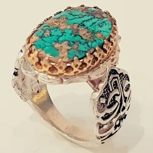 انگشتر نقره مردانه مدل فیروزه نیشابور کد P530