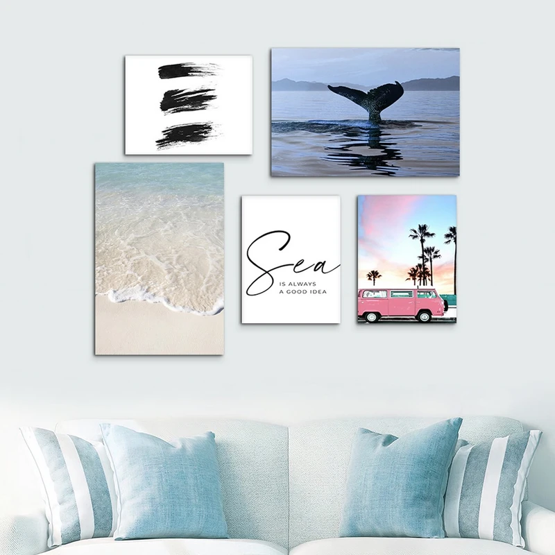 تابلو شاسی بکلیت طرح ساحل دریا مدل SH-1026 مجموعه 5 عددی