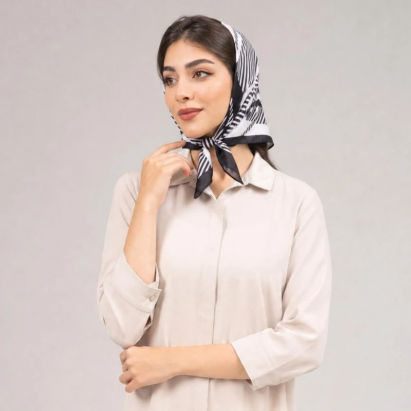 دستمال سر و گردن زنانه مدل مینی نخی هندسی کد a-2436