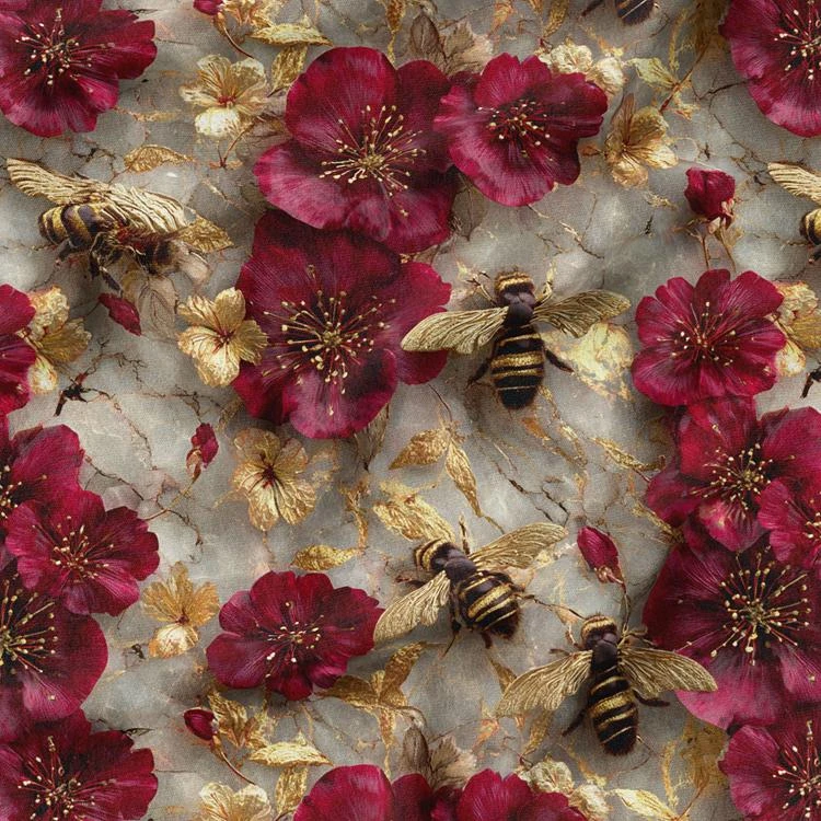 پارچه ملحفه عرض 1.5 متر پارچه باما طرح پنج بعدی زنبور کیوت کد 5014093 رنگ قرمز