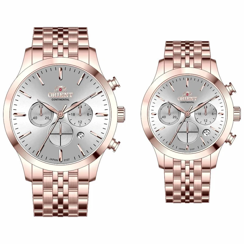ست ساعت مچی عقربه‌ای کوارتز زنانه و مردانه اورینت کانتیننتال مدل 0108