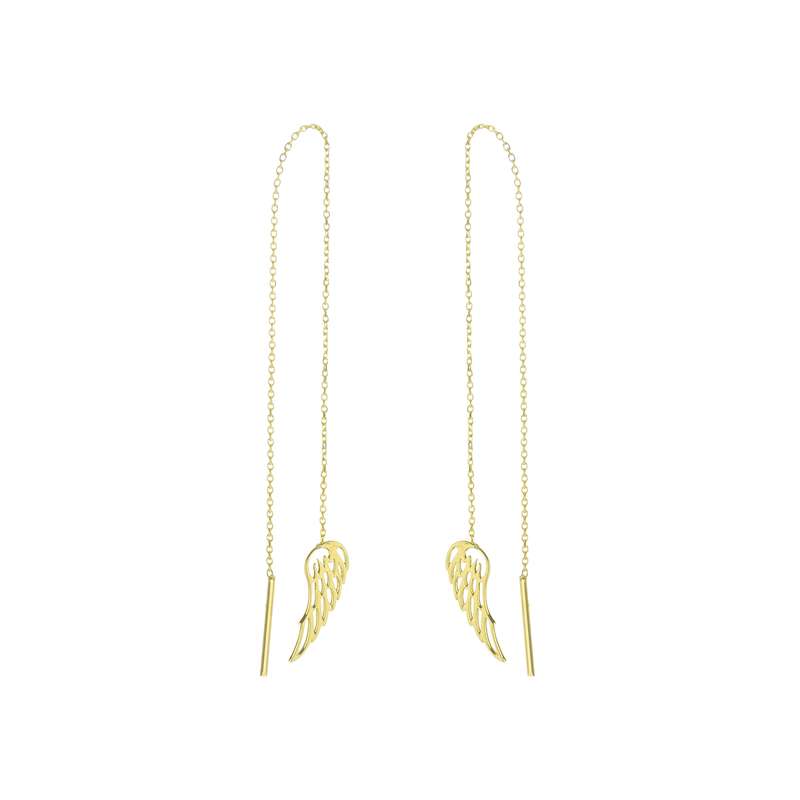 گوشواره طلا 18 عیار زنانه مدل گوشواره بخیه ای طرح پر کد GE002