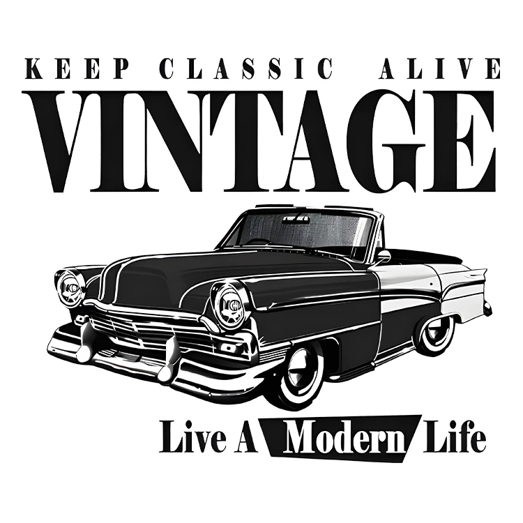 استیکر پارچه و لباس پاد آفرین مدل ماشین کلاسیک کد S5179