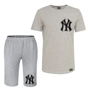 ست تی شرت و شلوارک مردانه مدل  B8 رنگ طوسی