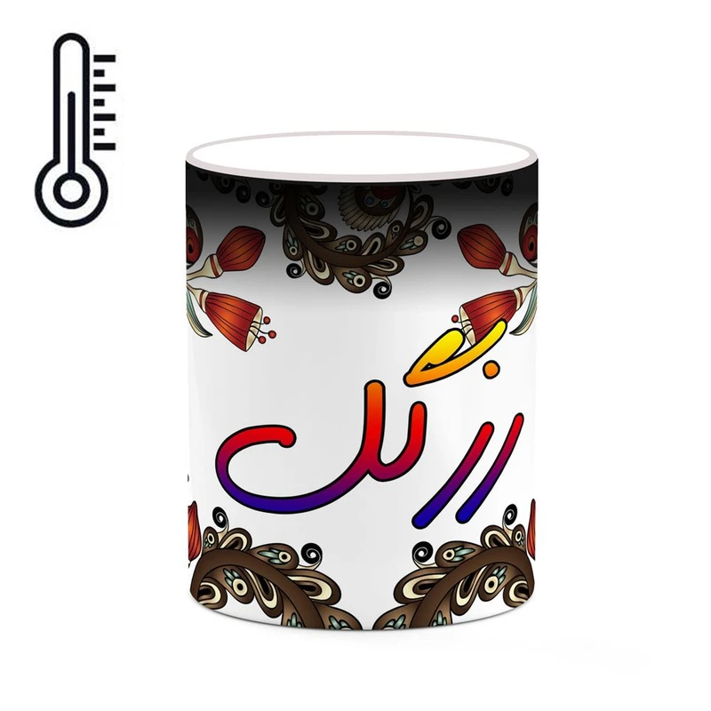 ماگ حرارتی کاکتی مدل اسم رزگل طرح سنتی گل و بته کد mgh45225
