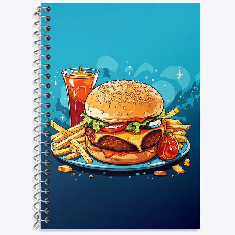 دفتر زبان 50 برگ خندالو مدل سه خط طرح فست فود (Fast Food) کد 36566