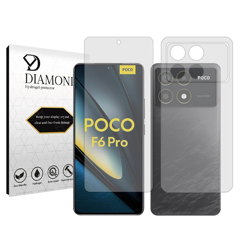 محافظ صفحه نمایش شفاف دیاموند مدل Tough مناسب برای گوشی موبایل شیائومی Poco F6 Pro به همراه محافظ پشت گوشی