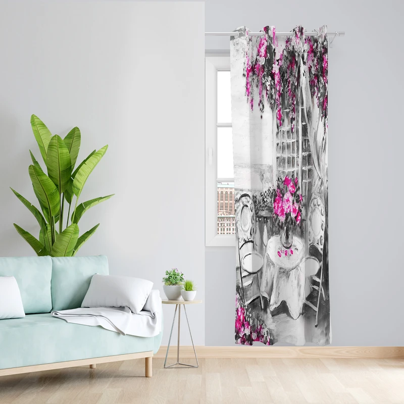 پرده طرح آبرنگی مدل مخمل پانچی کد L 1001R L Z سایز 140x200 سانتی متر