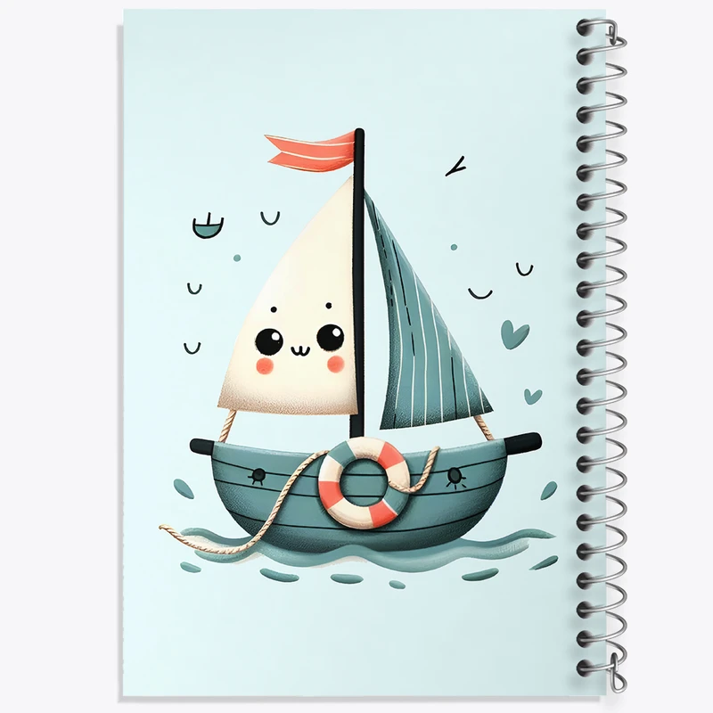 دفتر مشق 50 برگ خندالو طرح قایق بامزه کد N5555