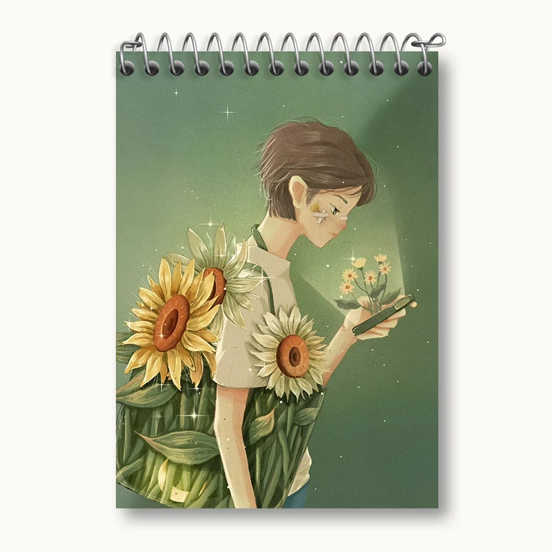 دفتر یادداشت 50 برگ خندالو طرح دختر و گل آفتابگردان کد N3100