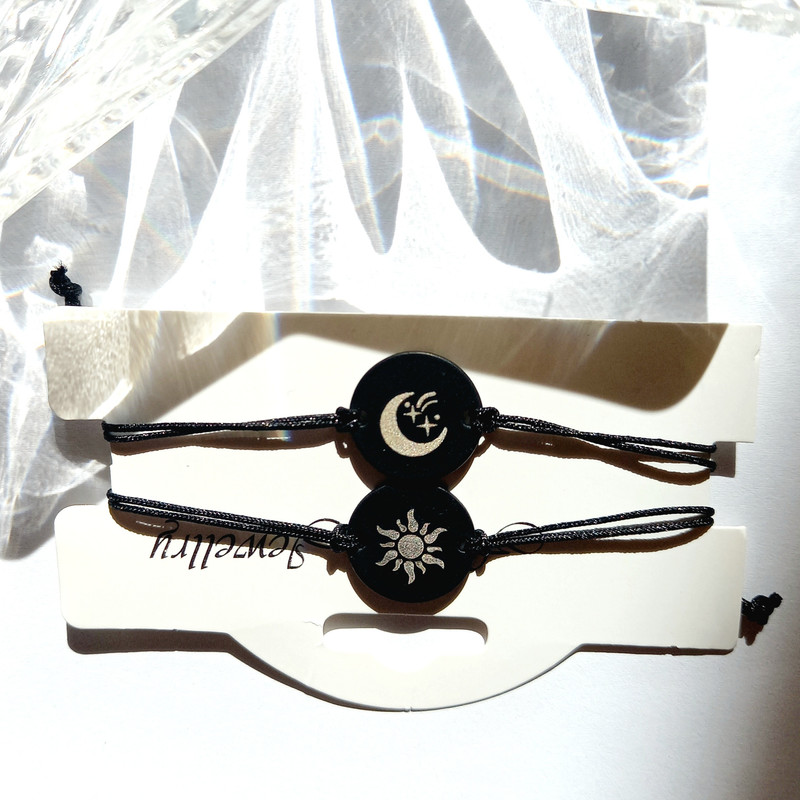 دستبند مدل دوستی مینیمال ماه و خورشید بسته 2 عددی