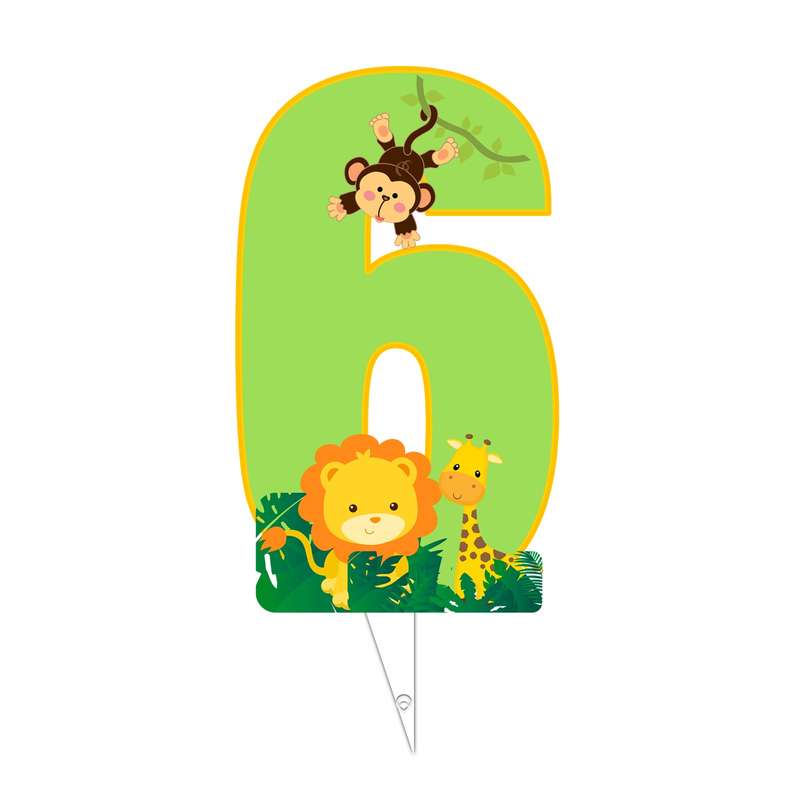 تاپر تولد طرح عدد 6 مدل حیوانات جنگل