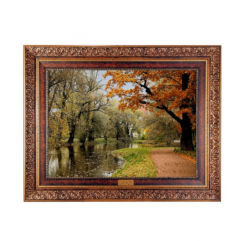 تابلو فرش ماشینی نقش نگار رضوی طرح دریاچه کد 521C