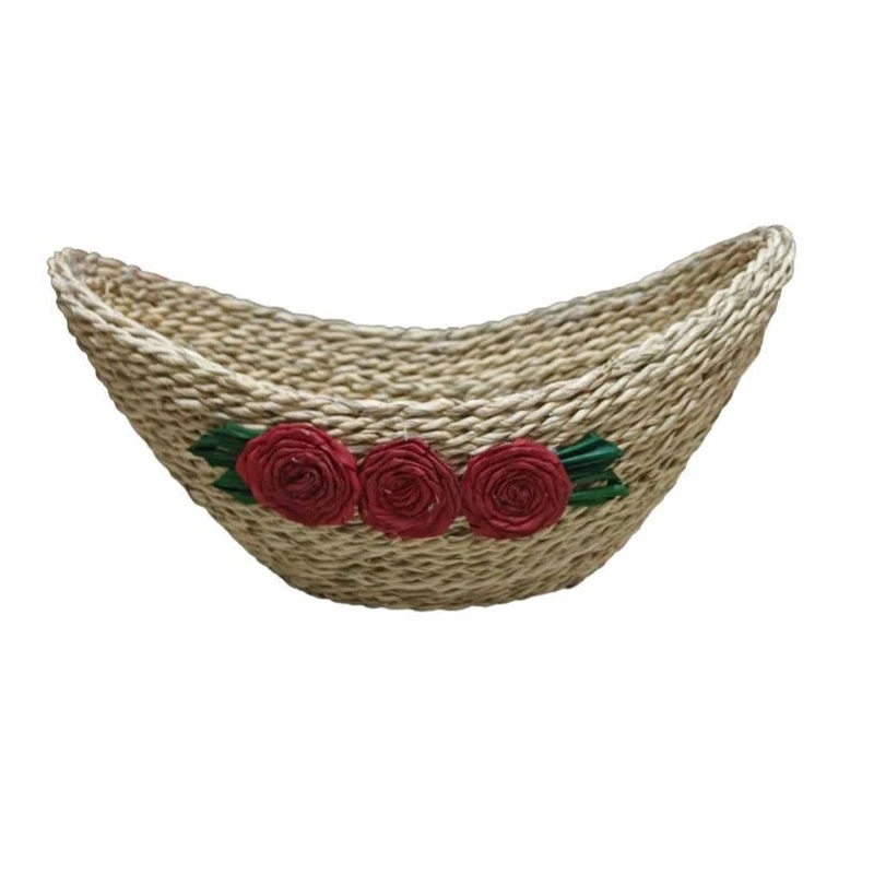 سبد حصیری مدل گلدار