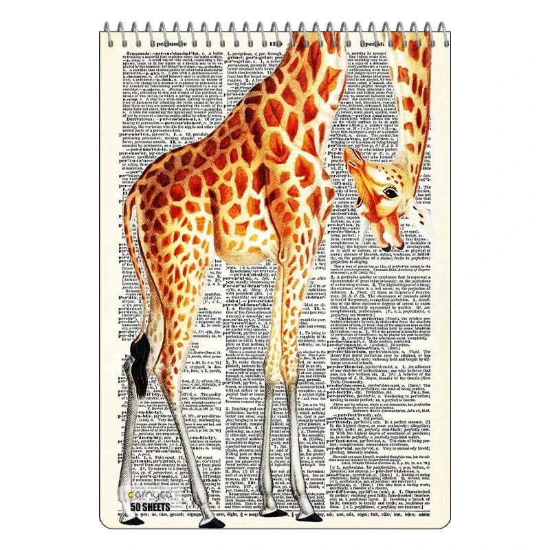 دفتر نقاشی 50 برگ سیمی کارنیکا طرح روزنامه وینتج حیوانات Vintage Newspaper Animals کد 71819