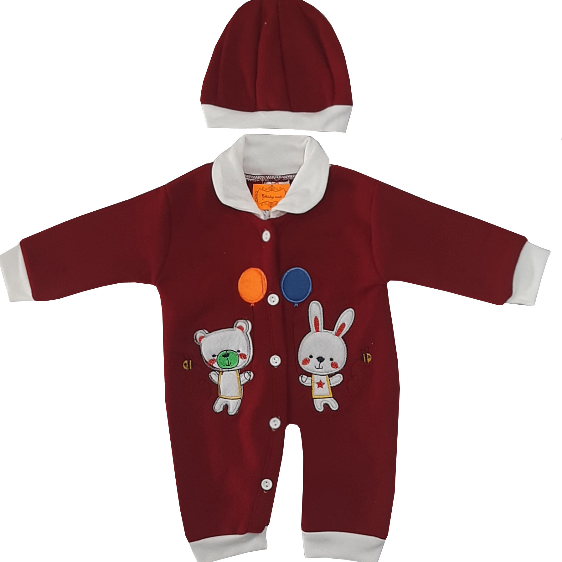 ست سرهمی و کلاه نوزادی مدل شاین کیدز کد s20-04